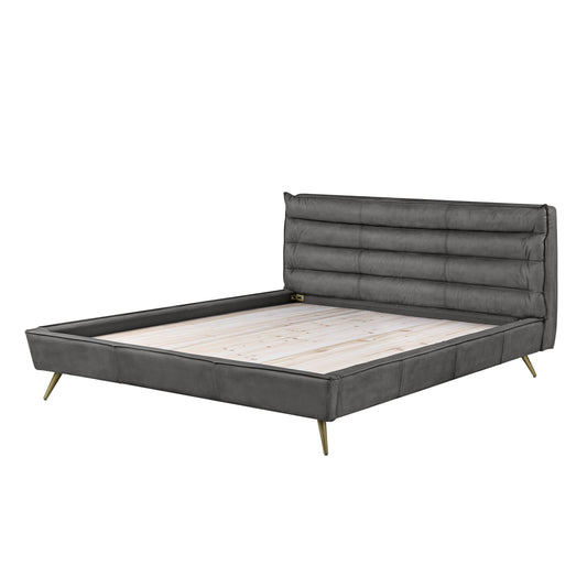 ACME Doris Queen Bed in Gray Top Grain Leather BD00563Q