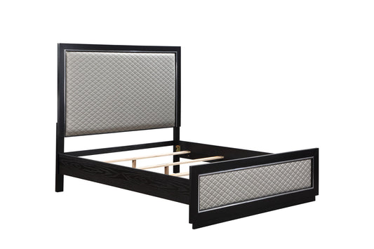 Lit ACME Nicola EK en PU argenté et finition noire BD01426EK