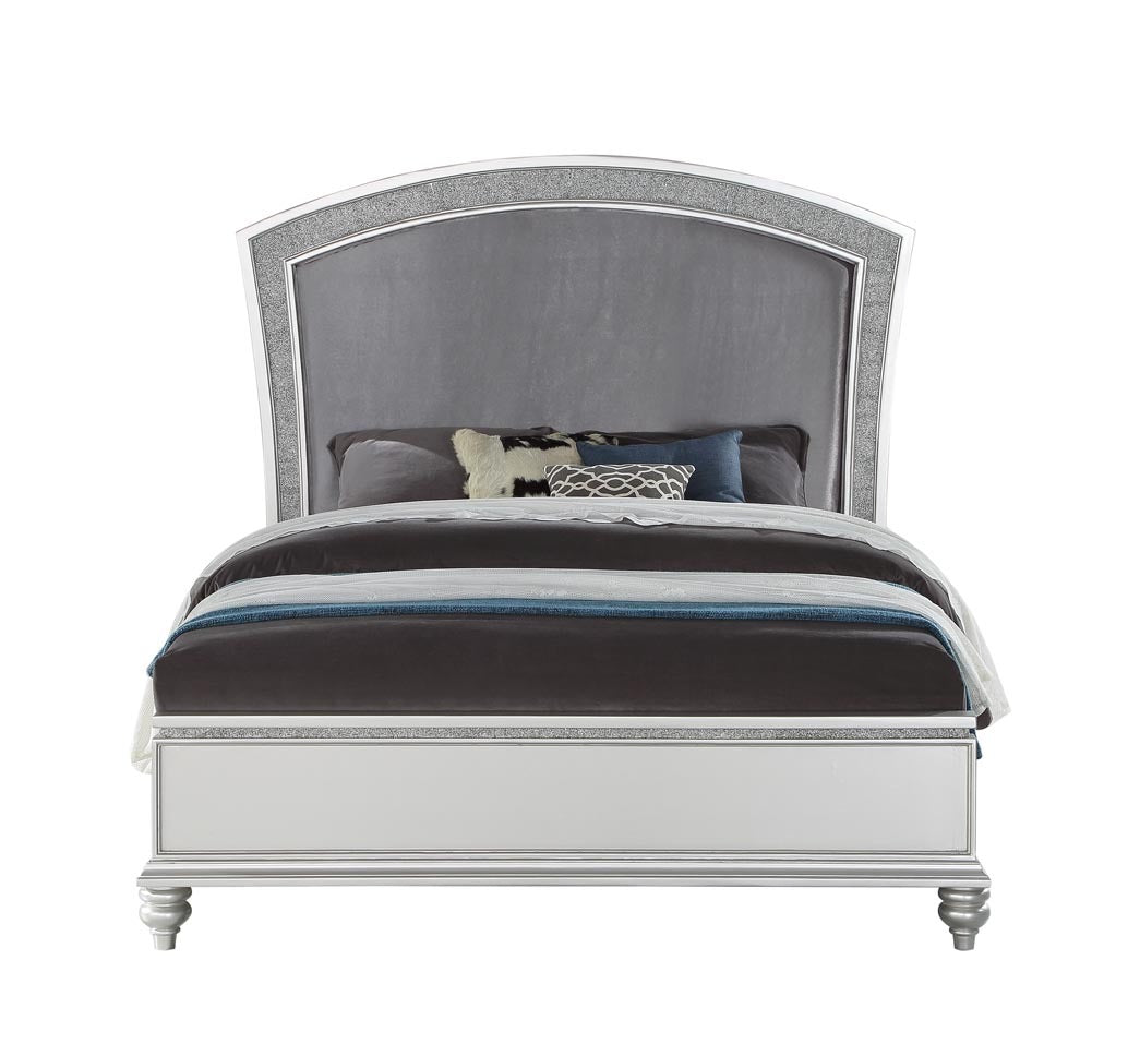 Lit king size ACME Maverick Eastern, tissu et platine (1 ensemble/3 unités) 21797EK