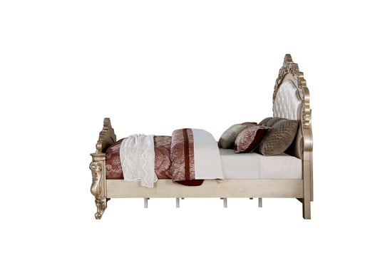 Lit Queen Size ACME Gorsedd en tissu et blanc antique 27440Q