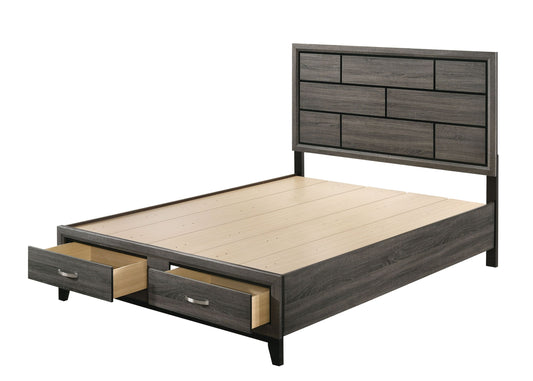 Lit king size ACME Valdemar Eastern avec rangement, gris patiné 27057EK