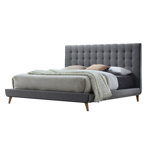 Lit Queen Size ACME Valda en tissu gris clair 24520Q