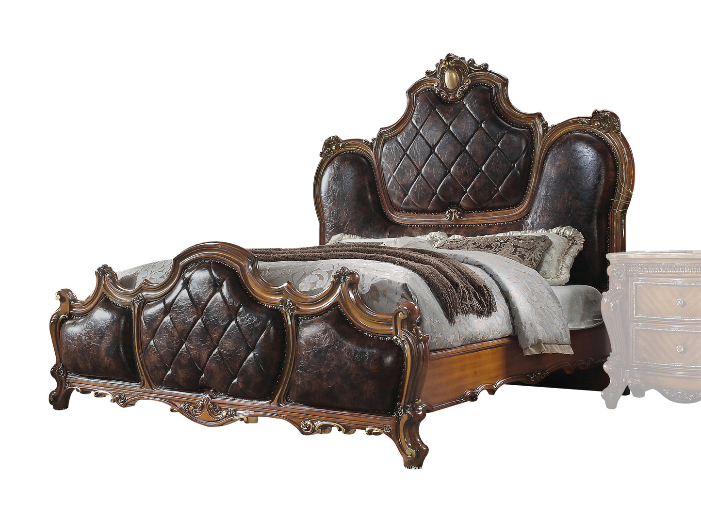 Lit Queen Size ACME Picardy, PU et chêne cerisier 28240Q