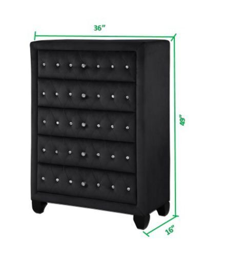 Juego de dormitorio con tocador de 5 piezas Hazel Queen fabricado con madera en color negro