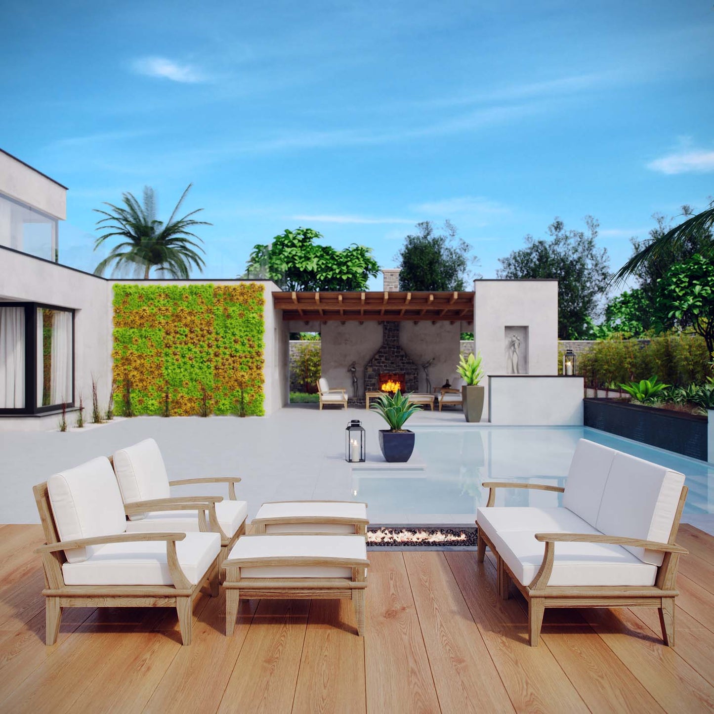 Conjunto de 6 piezas de teca para patio exterior Marina de Modway