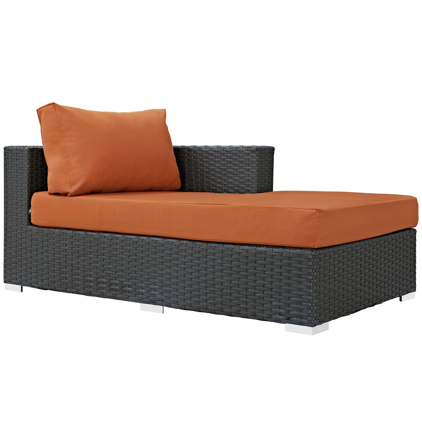 Chaise longue de tela Sunbrella® para exteriores Sojourn, con brazos a la derecha, de Modway