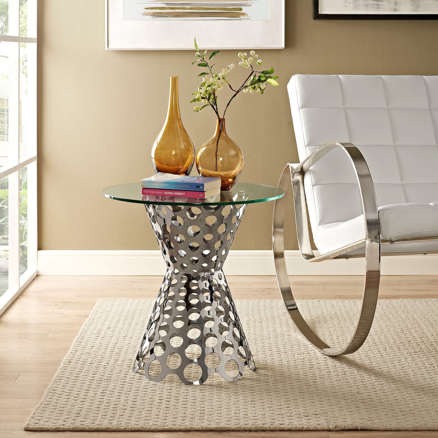 Table d'appoint avec plateau en verre