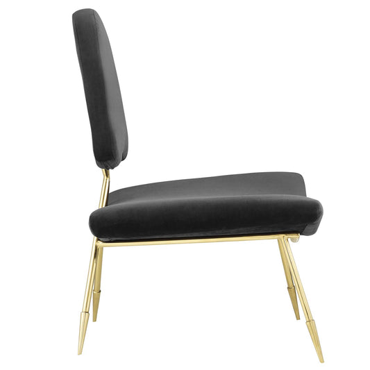 Fauteuil de salon en velours Ponder Performance
