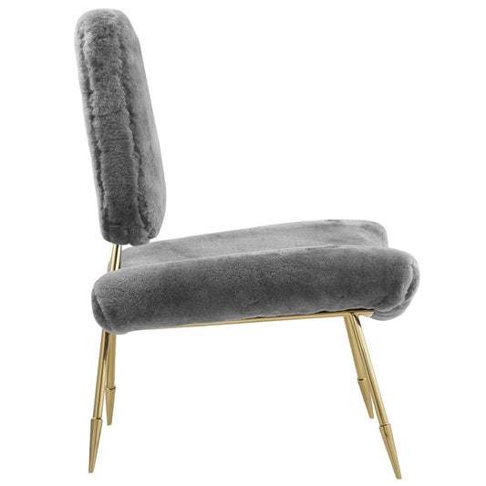 Fauteuil de salon rembourré en peau de mouton Ponder