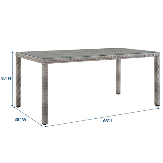 Mesa de comedor de ratán y mimbre para exteriores Aura de 68" de Modway