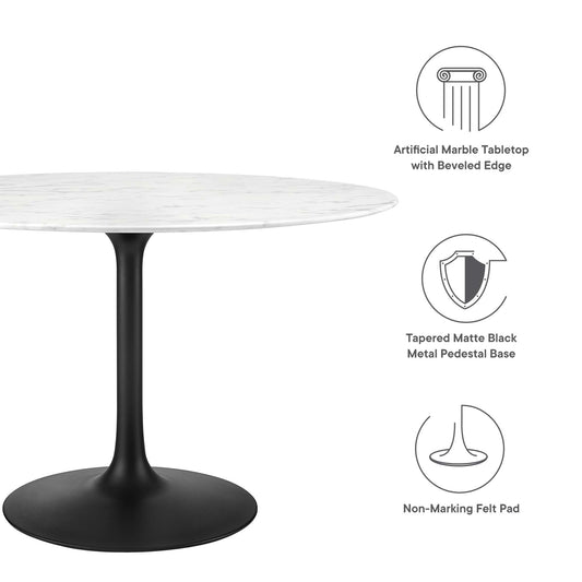 Mesa de comedor redonda de mármol artificial Lippa de 48" de Modway
