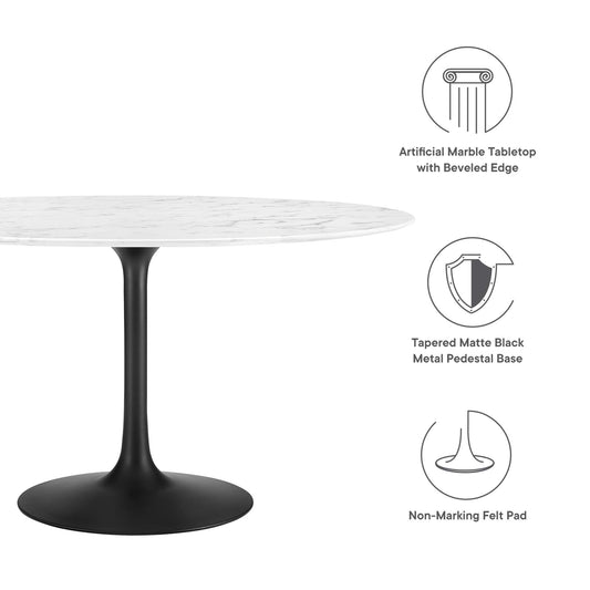Mesa de comedor redonda de mármol artificial Lippa de 54" de Modway
