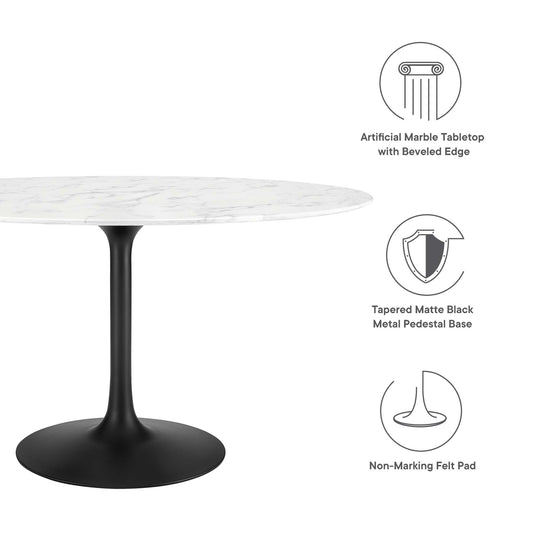 Mesa de comedor ovalada de mármol artificial Lippa de 54" de Modway