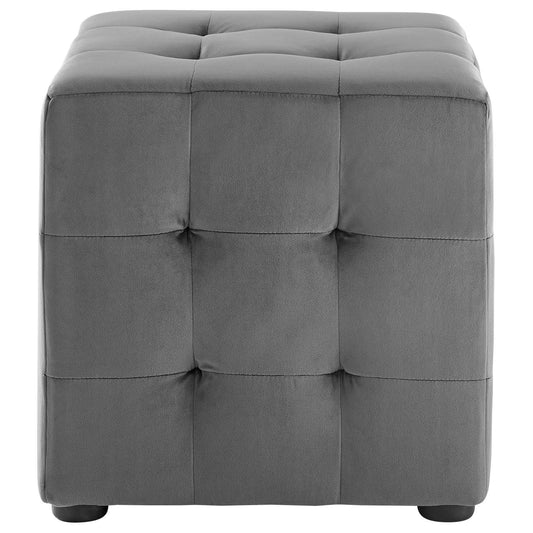 Pouf en velours Performance Contour Tufted Cube