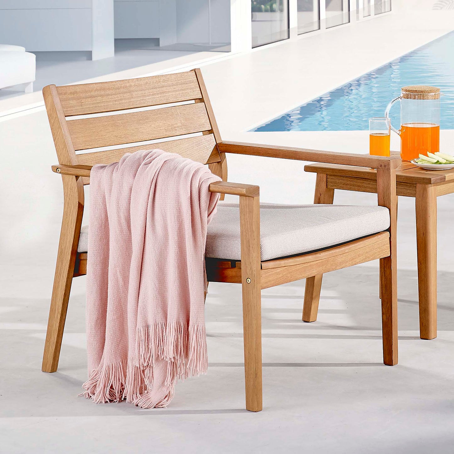 Sillón de exterior Breton de madera de fresno para patio de Modway