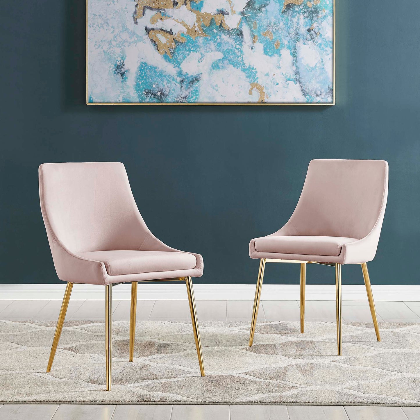 Lot de 2 chaises de salle à manger en velours Viscount Performance