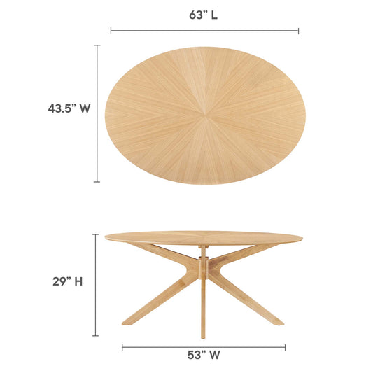 Mesa de comedor de madera ovalada Crossroads de 63" de Modway
