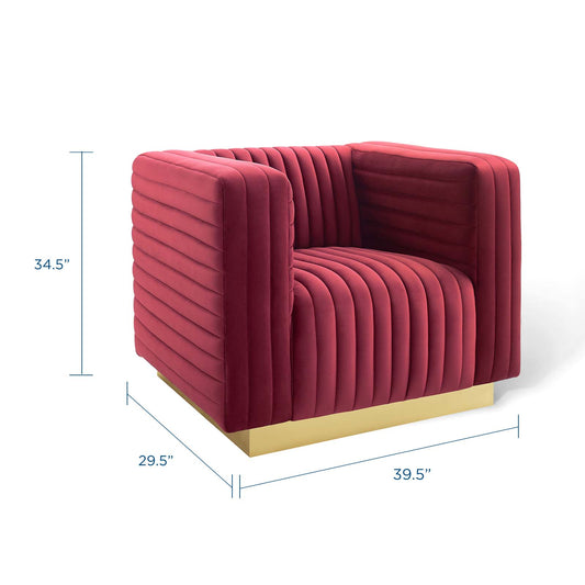 Fauteuil d'appoint en velours capitonné Charisma Channel