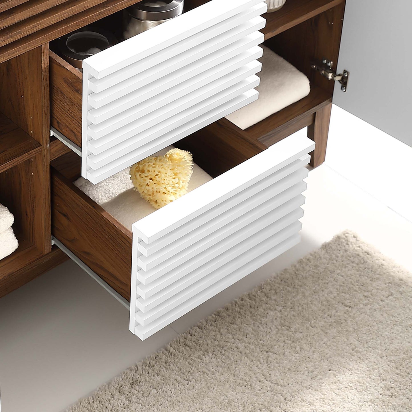 Meuble-lavabo de salle de bain compatible avec un double lavabo de 48 po (non inclus)