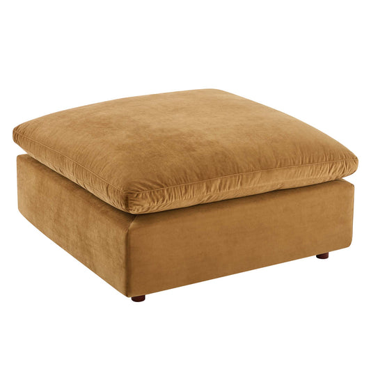 Pouf Commix en velours haute performance, garni de duvet et de duvet