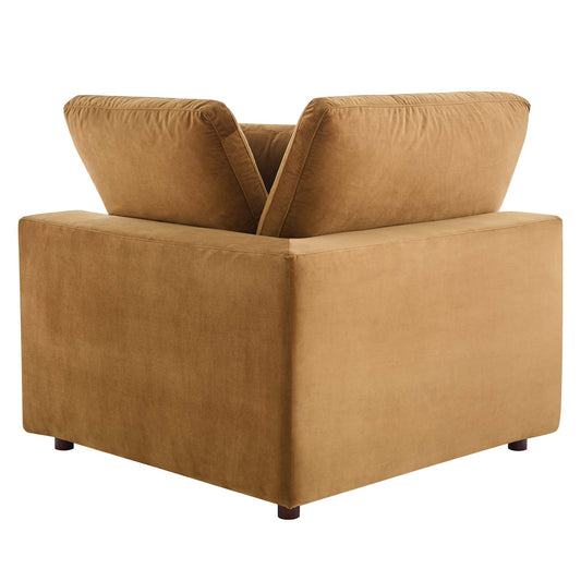 Sillón esquinero de terciopelo de alto rendimiento con relleno de plumas Commix de Modway