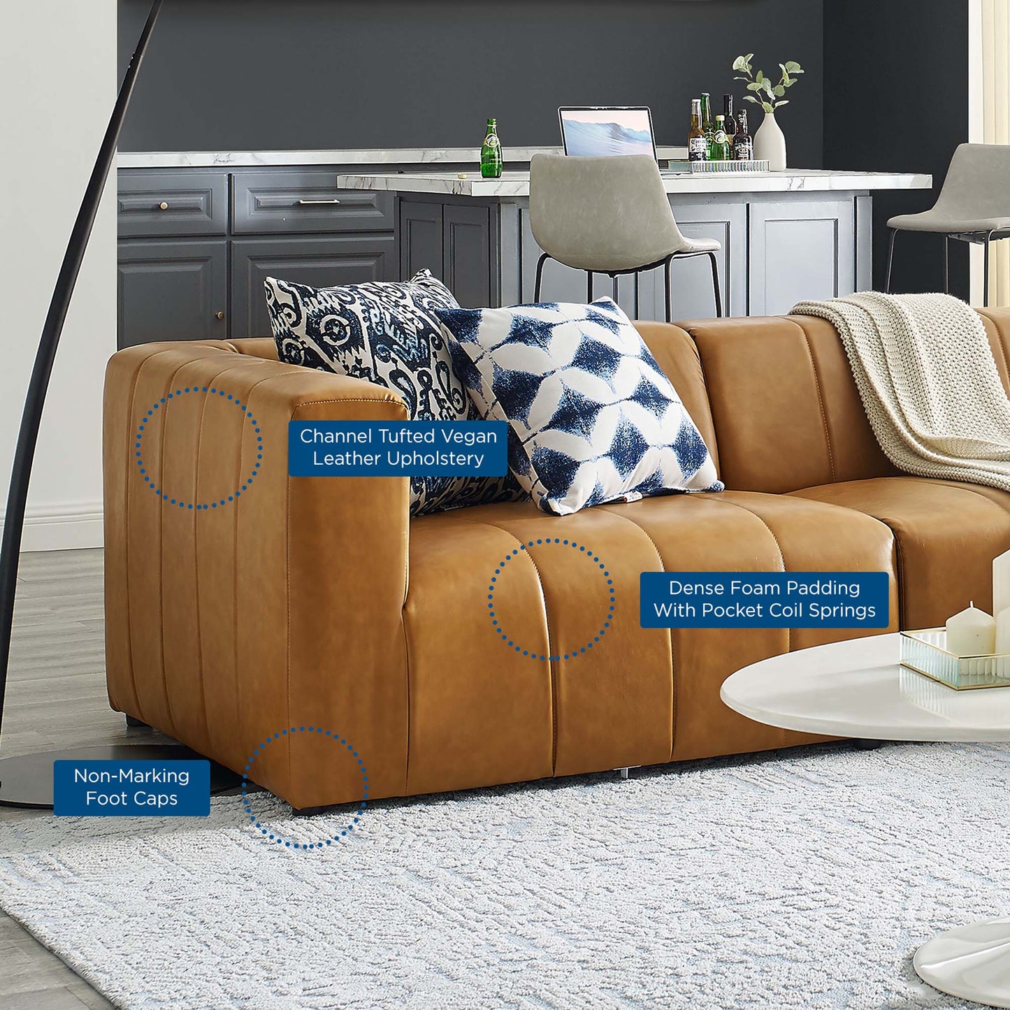 Canapé sectionnel Bartlett 4 pièces en cuir végétalien