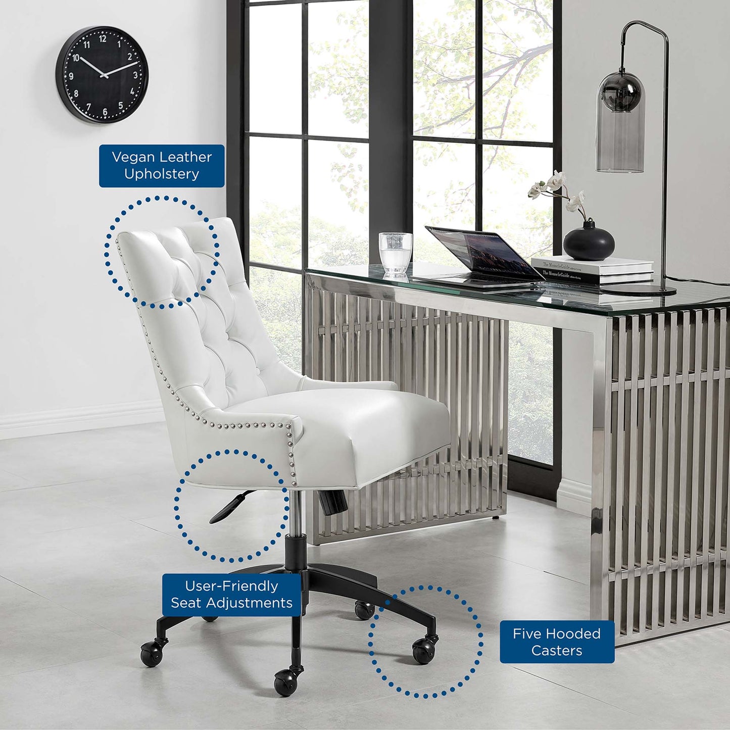 Silla de oficina de cuero vegano con mechones Regent de Modway