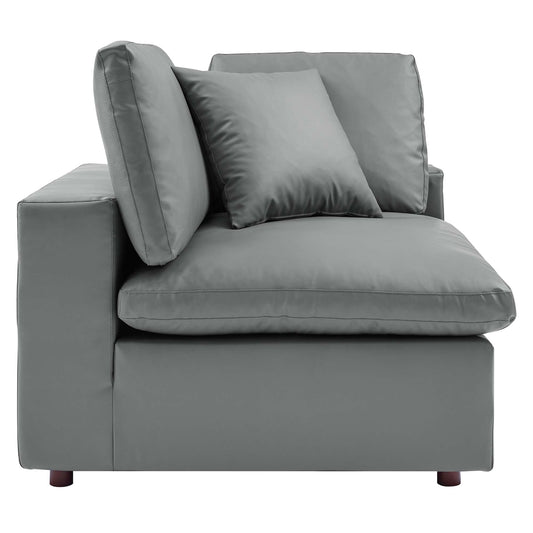 Fauteuil d'angle en cuir végétalien rembourré et garni de duvet Commix