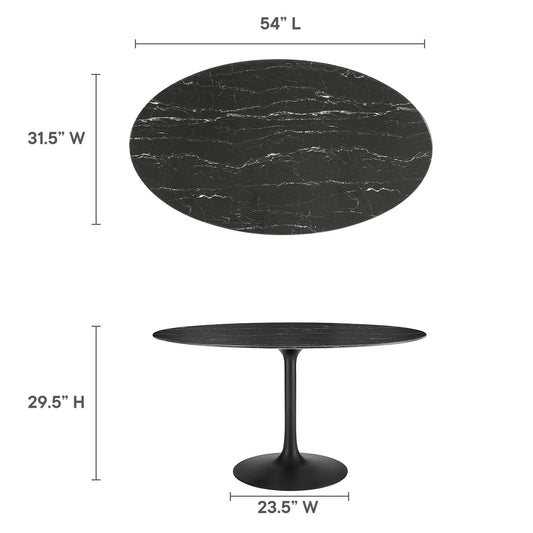 Mesa de comedor ovalada de mármol artificial Lippa de 54" de Modway