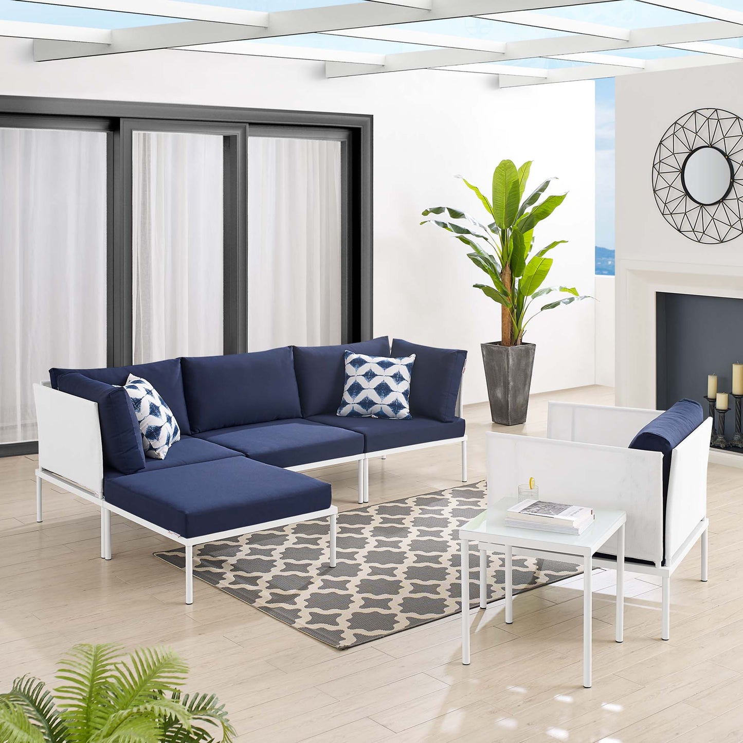 Ensemble de 6 sièges de patio extérieur Harmony en aluminium Sunbrella®