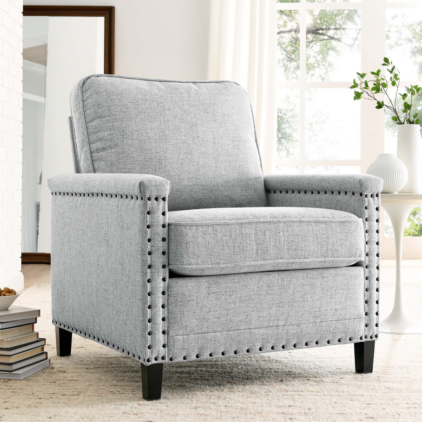 Fauteuil en tissu rembourré Ashton