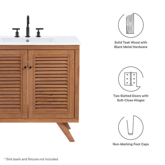Birdie 36" Teak Wood Bathroom Vanity Cabinet (Sink Basin Not Included)