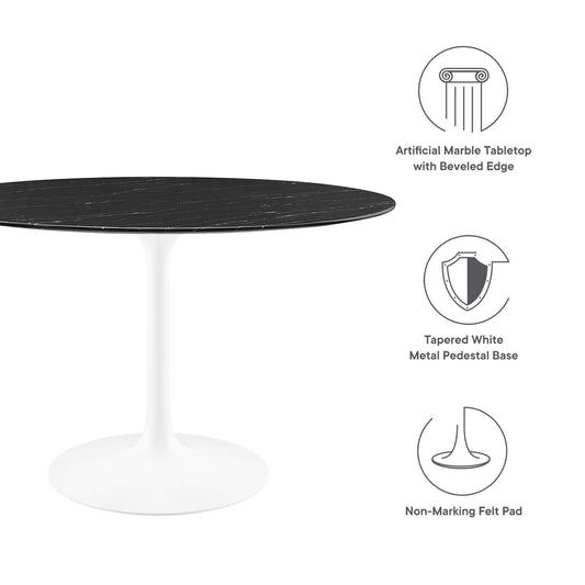 Mesa de comedor redonda de mármol artificial Lippa de 48" de Modway