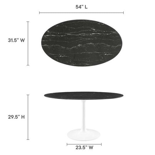 Mesa de comedor ovalada de mármol artificial Lippa de 54" de Modway