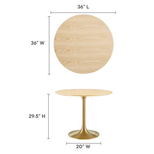 Lippa 36" Round Wood Grain Dining Table