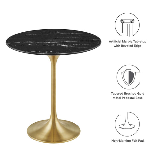 Table d'appoint ronde Lippa en marbre artificiel de 50 cm