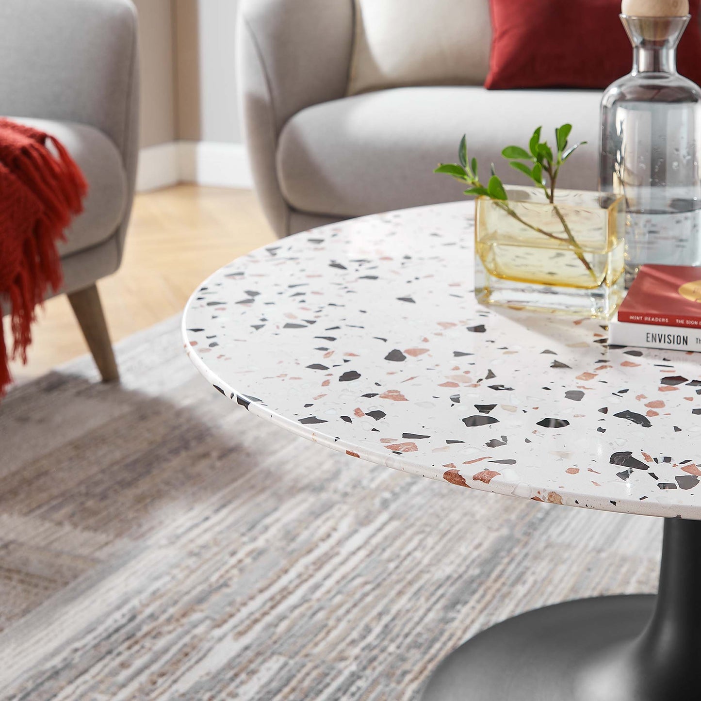 Table basse ronde en terrazzo Lippa de 91 cm