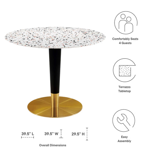 Table à manger ronde en terrazzo Zinque de 40 po