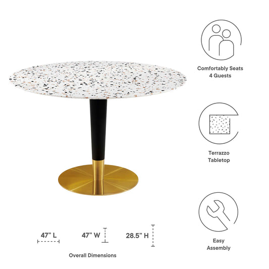 Table à manger ronde en terrazzo Zinque de 47 po