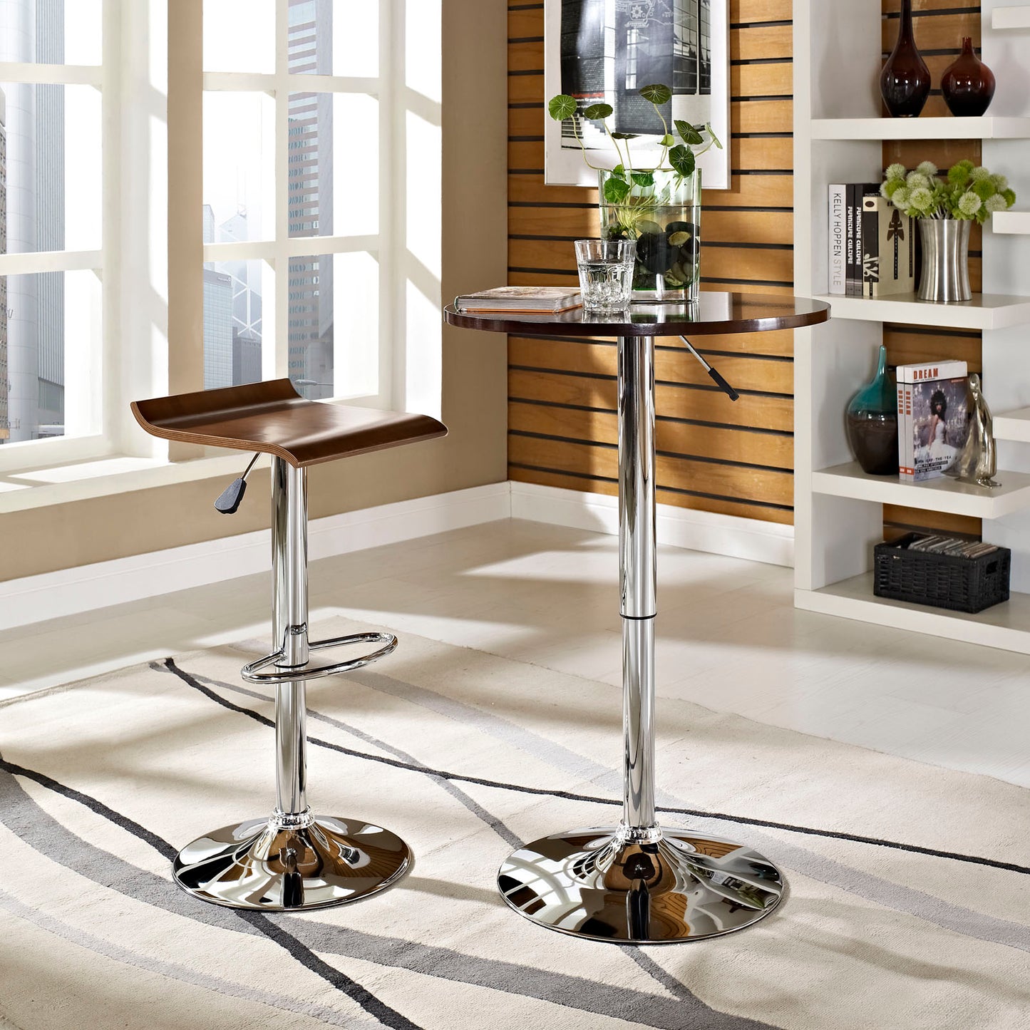 Tabouret de bar sans dossier en bois courbé