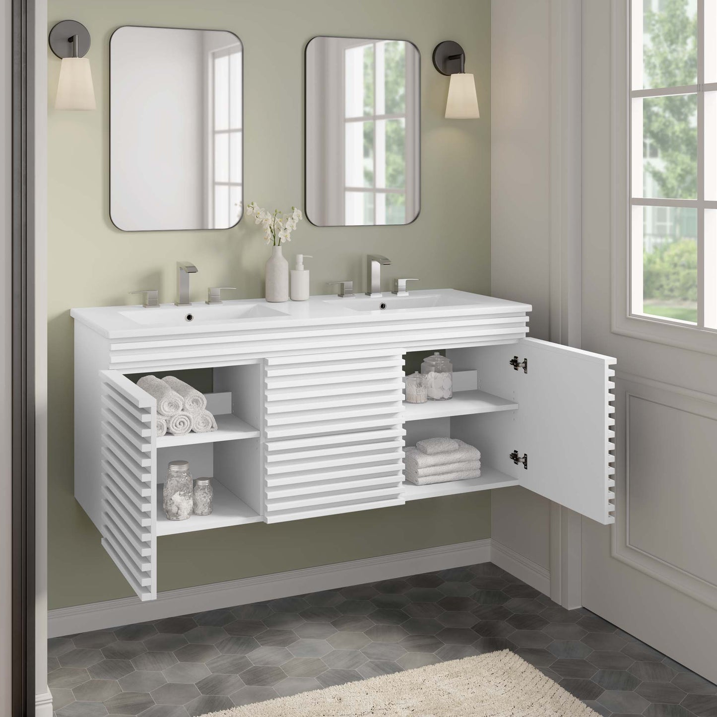 Mueble de baño de 48" con montaje en pared de Modway