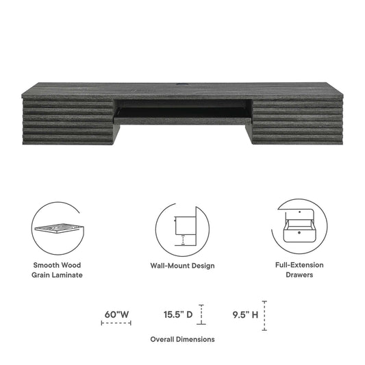Escritorio de oficina de madera con montaje en pared Render de Modway
