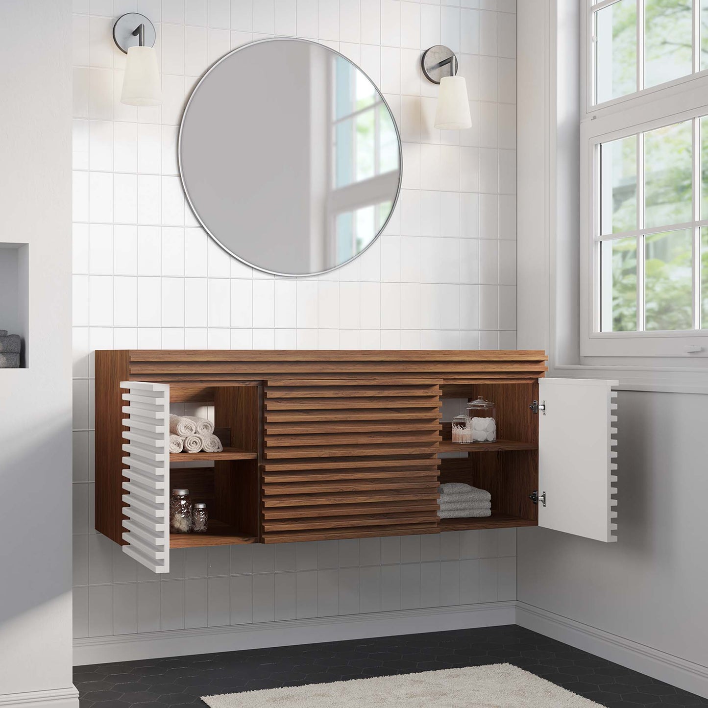 Meuble-lavabo de salle de bain Render 48 po compatible avec un lavabo simple (non inclus)