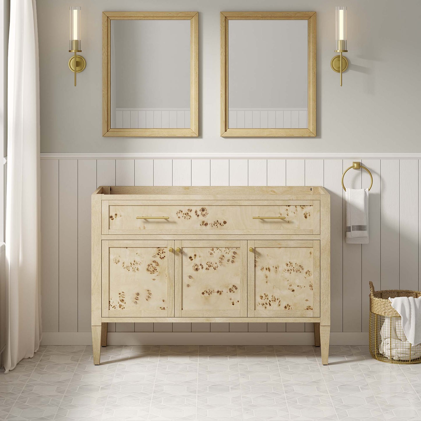 Mueble de baño de madera Elysian de 48" (lavabo no incluido) de Modway