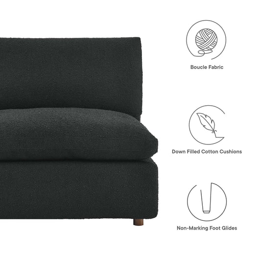 Fauteuil sans accoudoirs en tissu bouclé rembourré et garni de duvet Commix