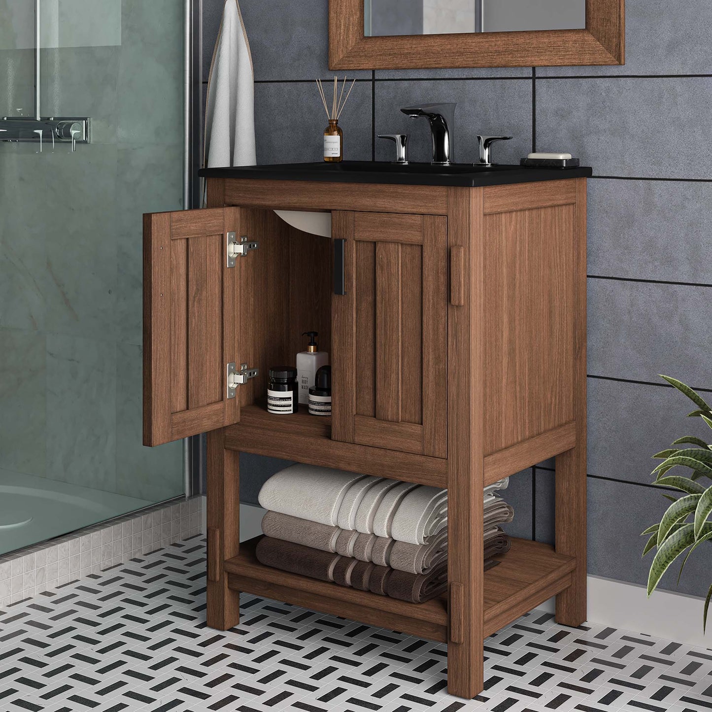 Mueble de baño de madera Ashlyn de 24" (lavabo no incluido) de Modway