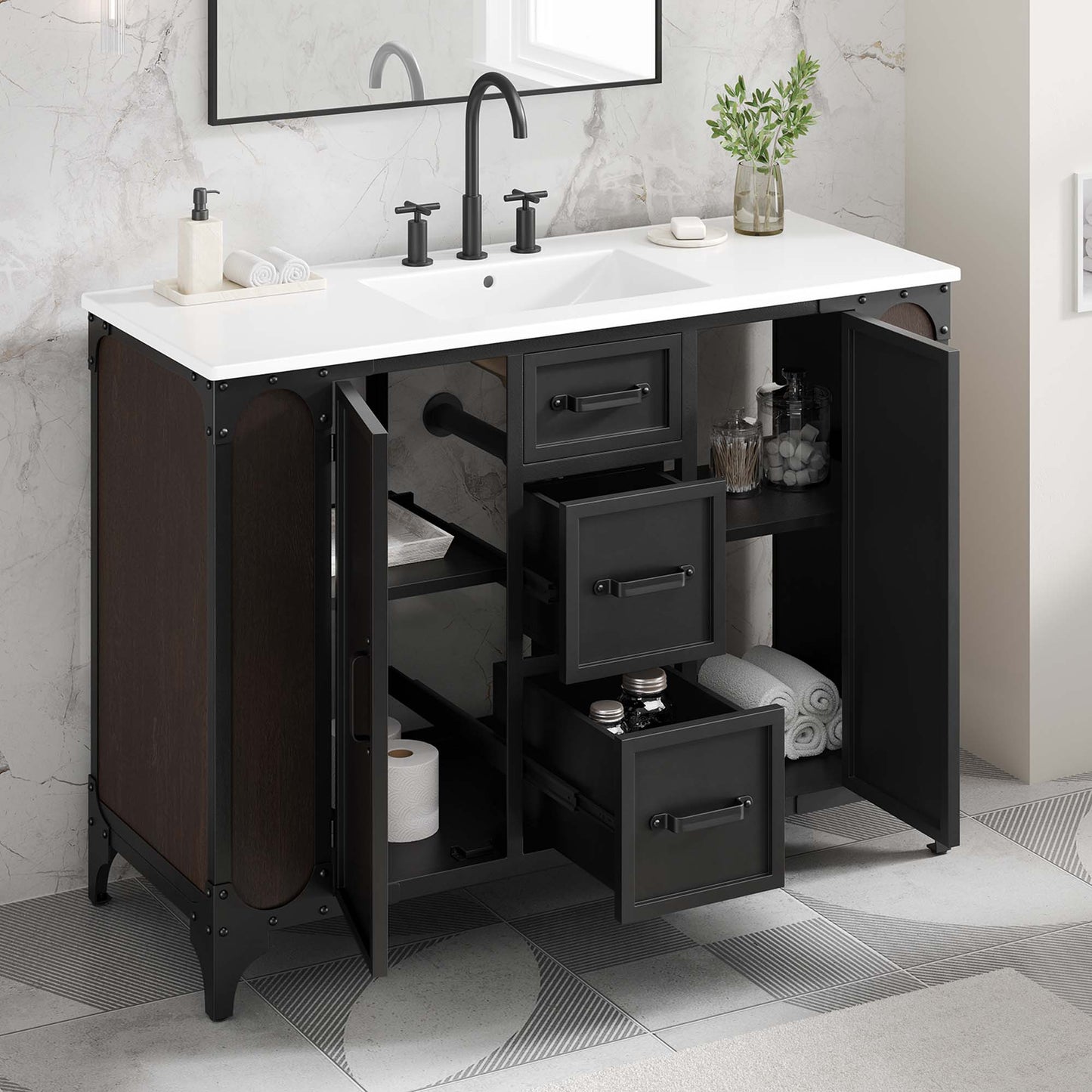 Mueble de baño con lavabo simple de 48" Steamforge de Modway