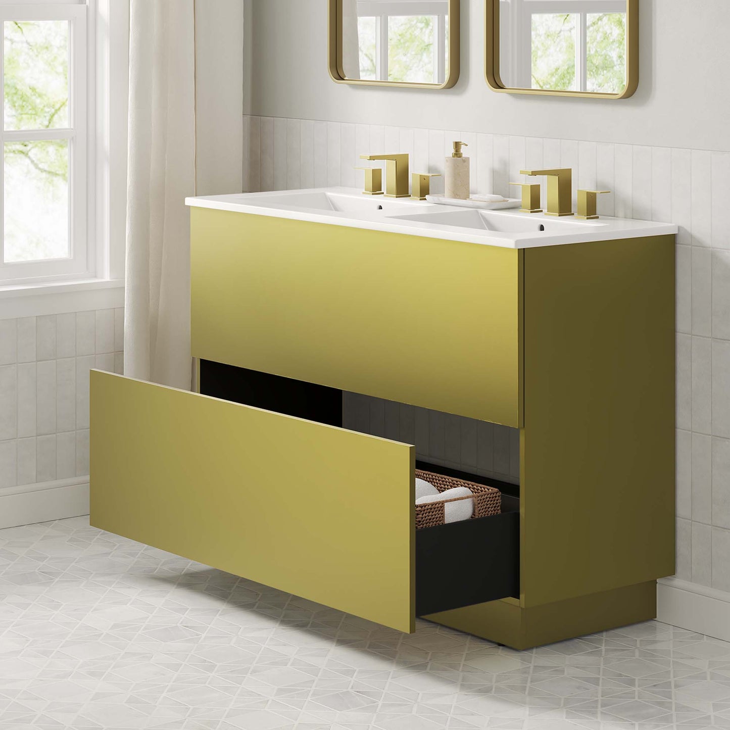 Mueble de baño con lavabo doble Quantum de 48" de Modway