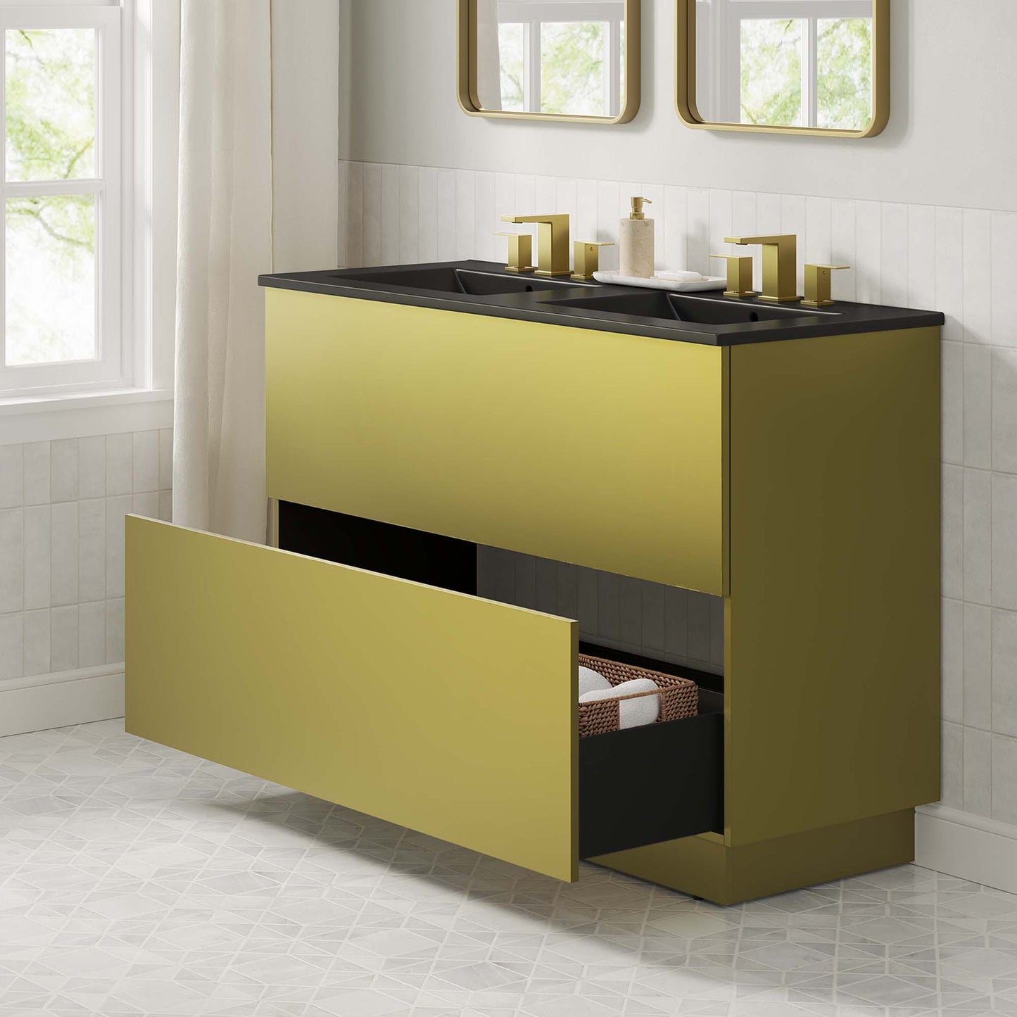 Mueble de baño con lavabo doble Quantum de 48" de Modway