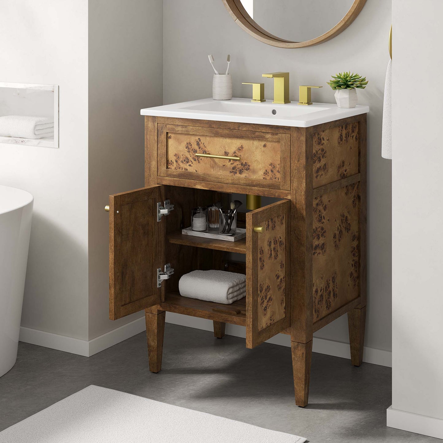 Tocador de baño de madera Elysian de 24" de Modway